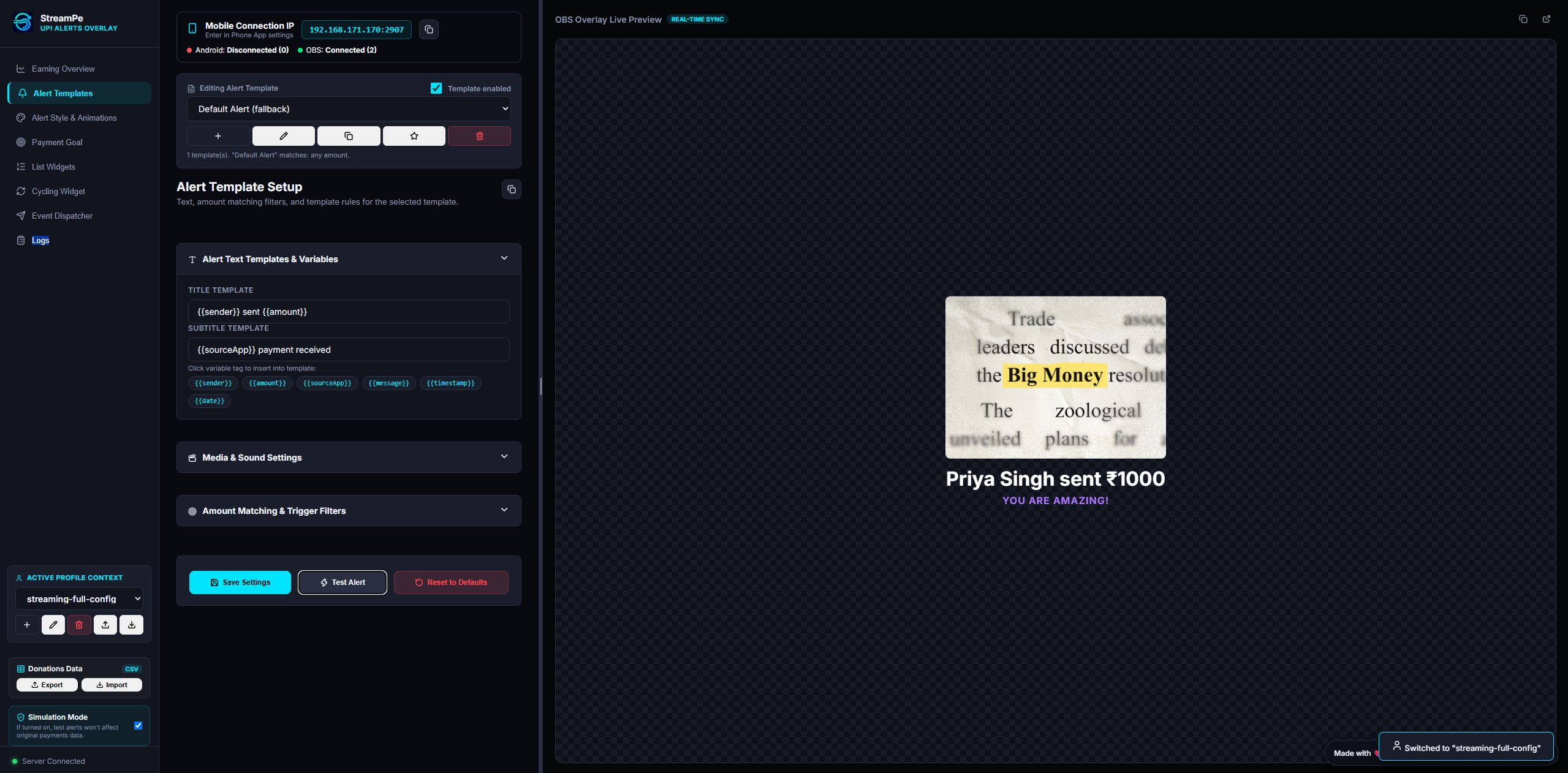 Live Alert Customizer & OBS Preview Grid